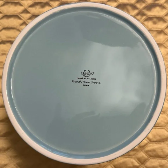 NWOT LENOX AMERICAN BY DESIGN FRENCH PERLE GROOVE CERAMIC WASTEBASKET Ice Blue - Picture 5 of 9